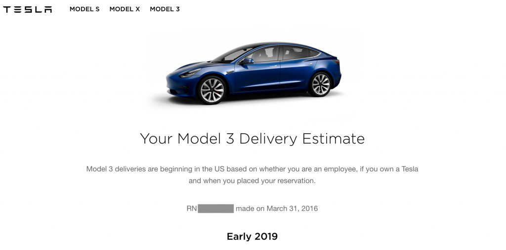 My Model 3 current order update